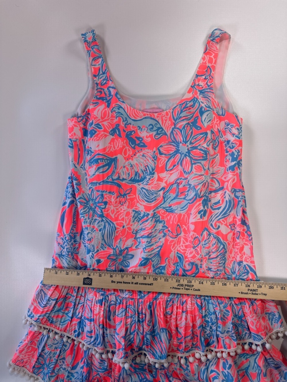 Lilly Pulitzer Women’s Nastashia Dress Coral Blue Ruffle Hem XS - Picture 12 of 14